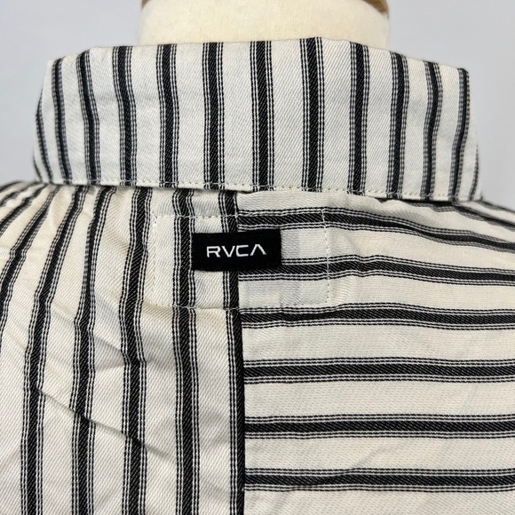 RVCA Sunday Collection Take It Easy Striped Button Up Shirt Blouse - Picture 7 of 12